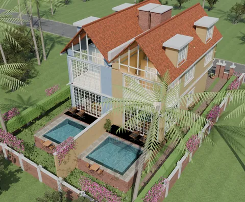 The two villas from the rear
